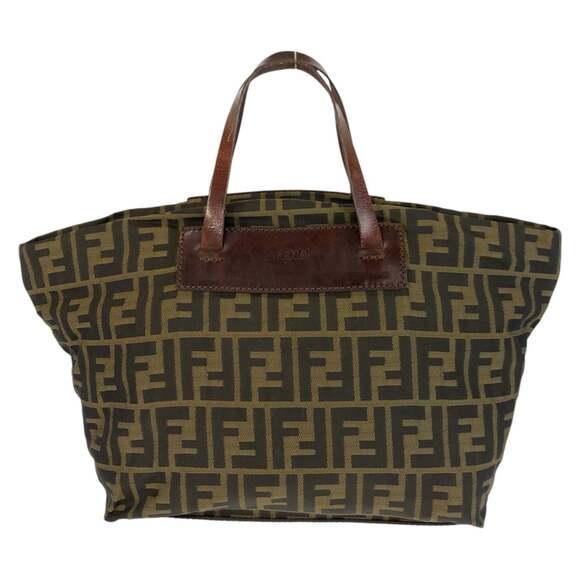 FENDI Handbags - FENDI Zucca Tote Bag in Brown with Silver Hardware and Nylon Leather (71-1582...